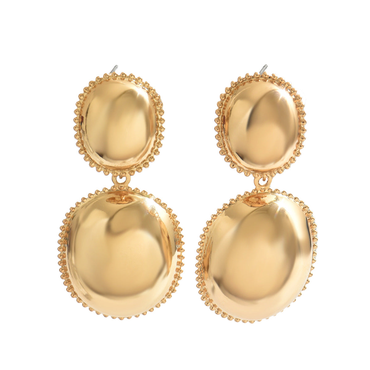 Orecchini da donna in lega placcata oro 18 carati con design geometrico a sfera tonda, stile OL alla moda