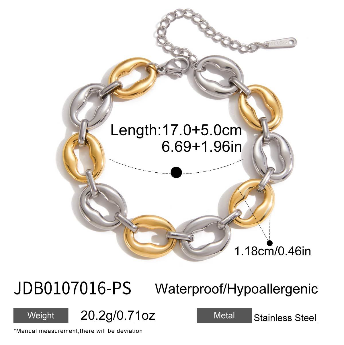 Geometric Stainless Steel Plated Bracelet for Women with Color-Block Design, Luxury Minimalist Fashion Accessory