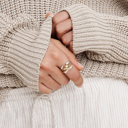 Fashion Geometric Multi-Color Plated 18K Stainless Steel Ring for Women