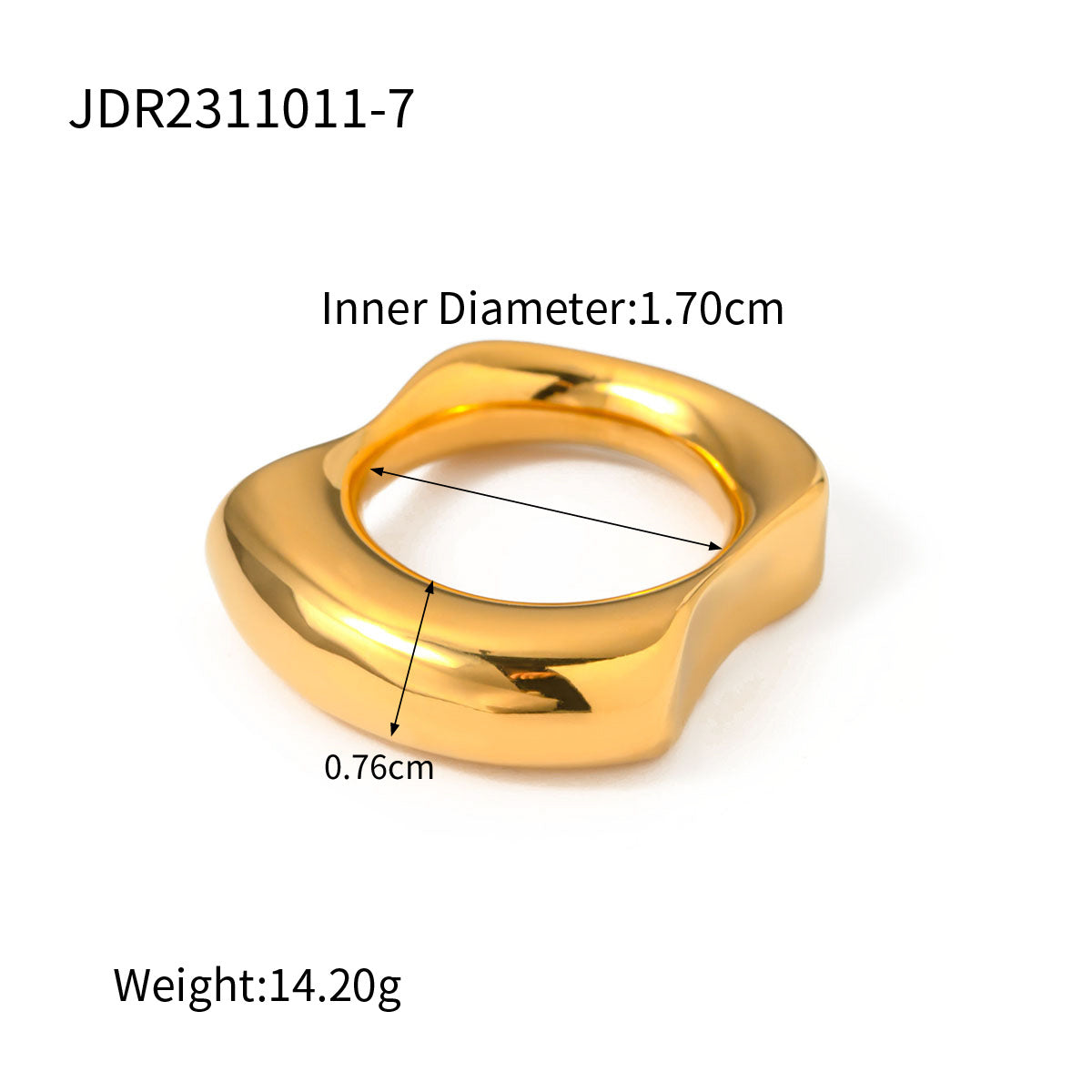 Trendy Irregular Textured 18K Gold Plated Stainless Steel Ring for Women
