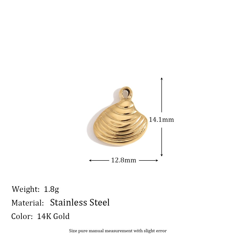 Minimalist Geometric Pendant with 14K Gold Plated Stainless Steel Round Heart Shape and Greek Key Pattern for DIY Jewelry Making
