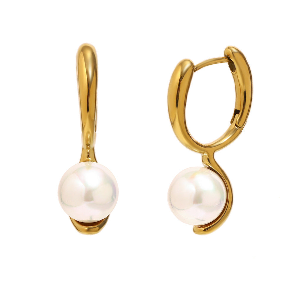 Collana Geometrica Minimalista da Donna in Acciaio Inossidabile con Placcatura in Oro 18K e Perla Simulato