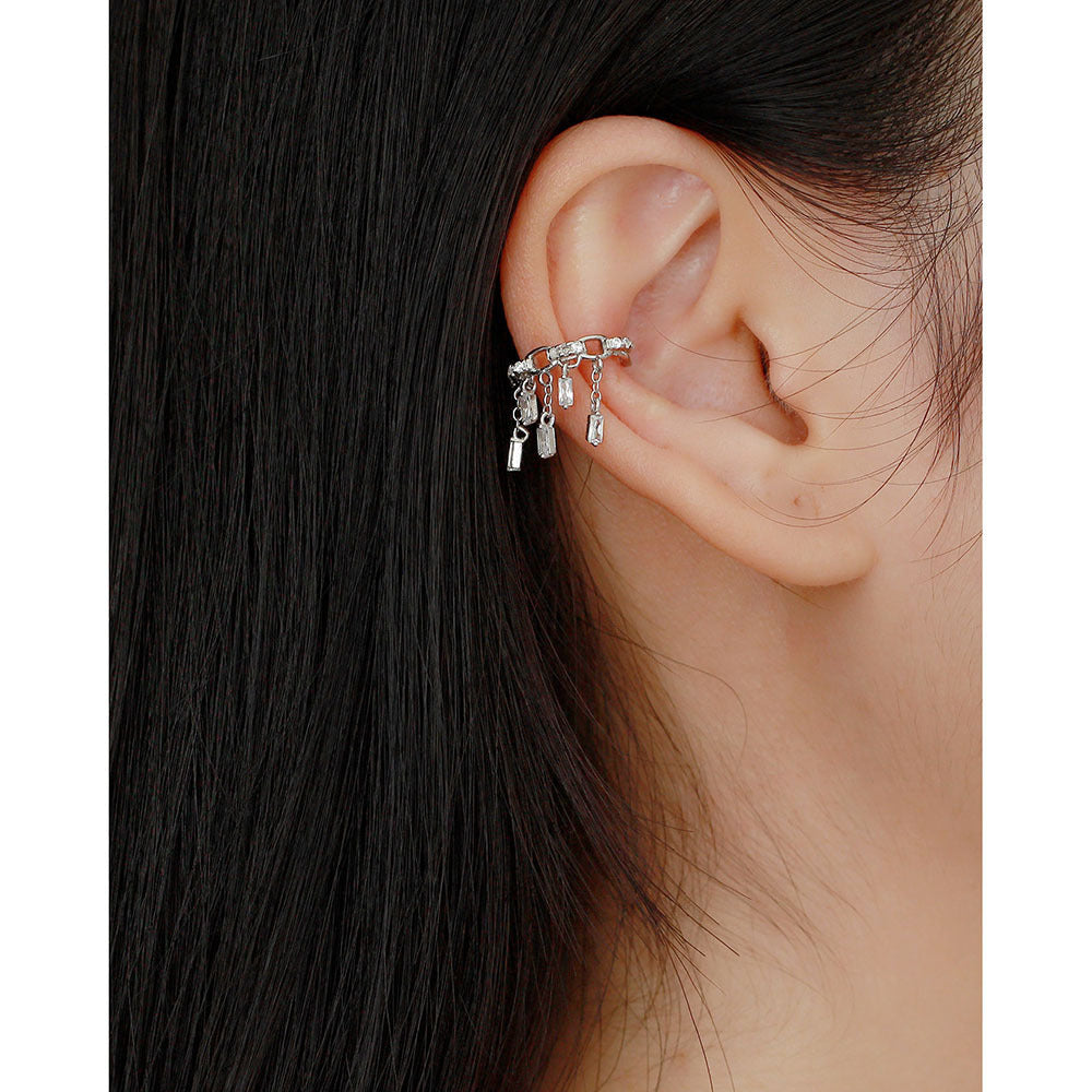 Orecchini a Clip in Argento Sterling S925, Geometrici, Dolci e Audaci, con Nappa, da Donna