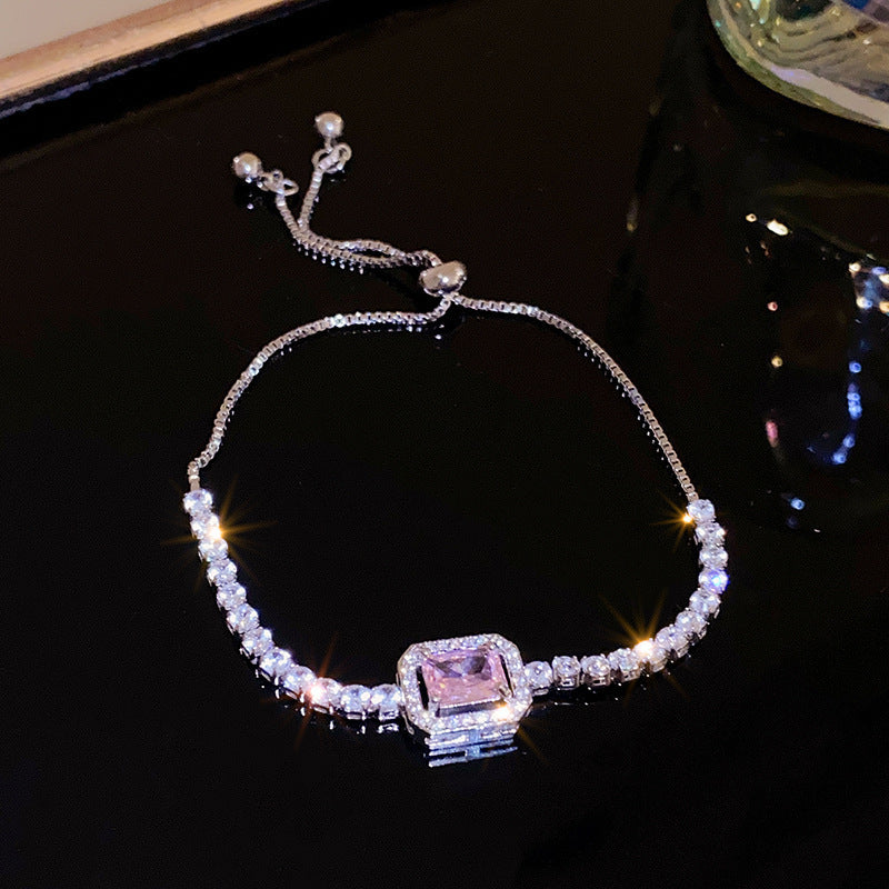 Luxury Elegant Geometric Alloy Plated Bracelet with Cubic Zirconia for Women