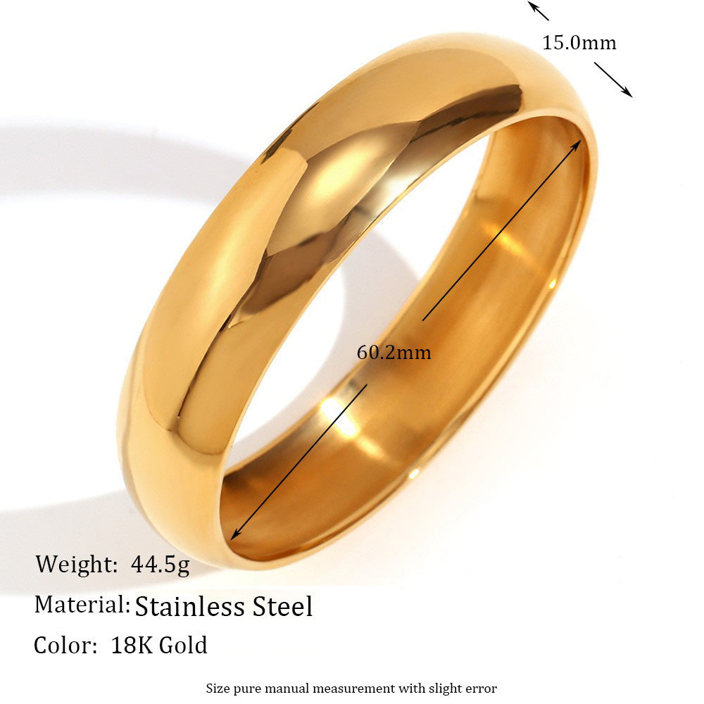 Minimalist Luxury 18K Gold Plated Stainless Steel Geometric Round Bangle Bracelet