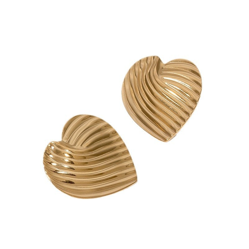 Orecchini a perno minimalisti a forma di cuore in acciaio inossidabile con finitura galvanizzata per donna