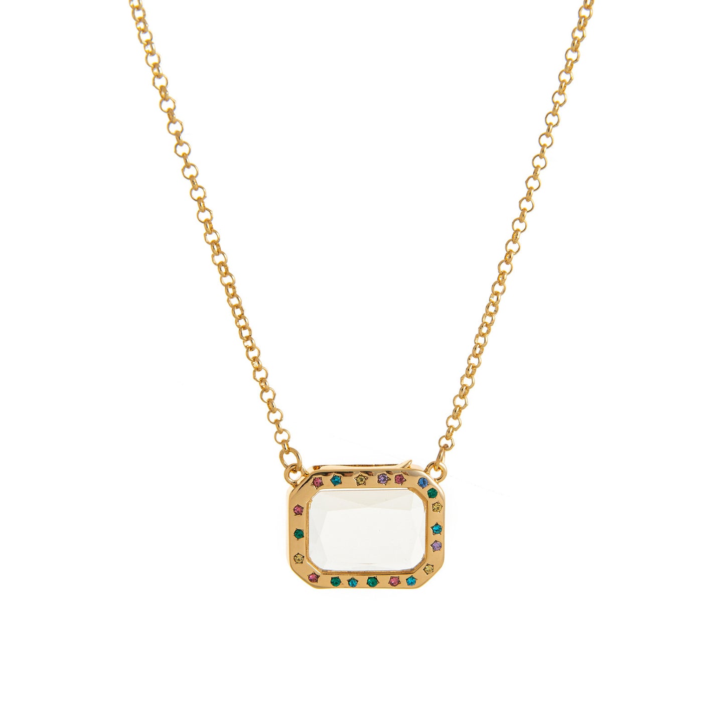 Vintage 14K Gold Plated Brass Geometric Round Locket Charm Bar for DIY Necklace