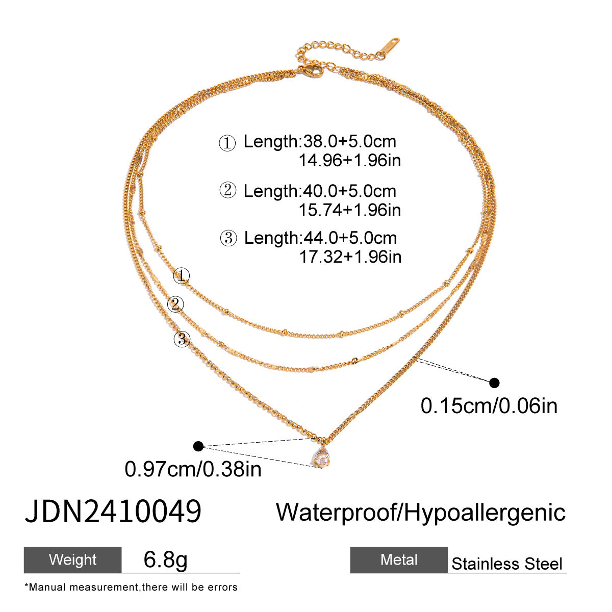 Collana da donna minimalista geometrica in acciaio al titanio placcato con dettagli sottili in acciaio inossidabile catena clavicola