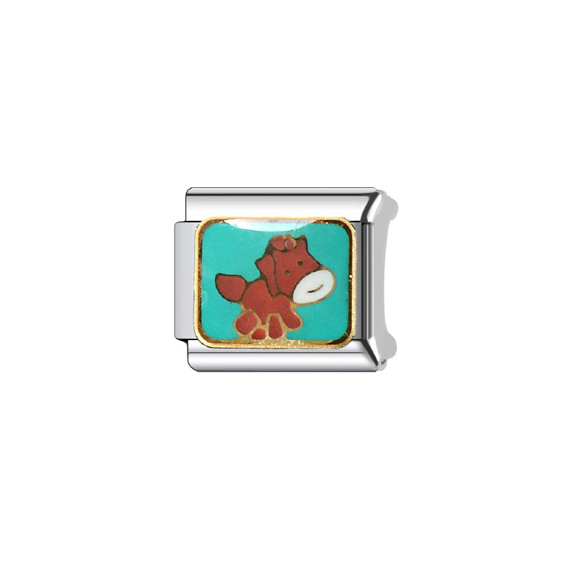 Sweet Cartoon Animal Stainless Steel Plated DIY Charm Bar Bracelet