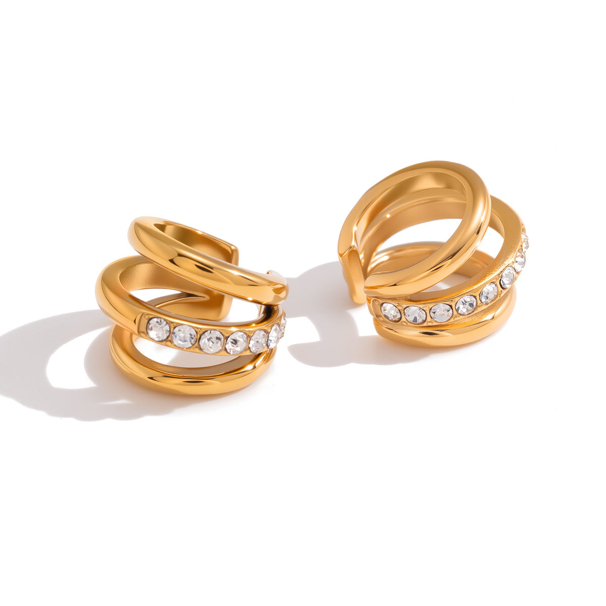 Minimalist Geometric Titanium Steel PVD Gold Plated Ear Cuff for Women