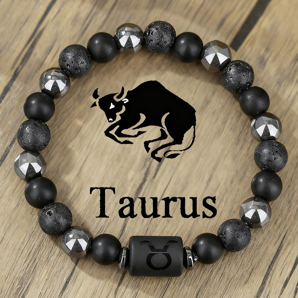 Vintage Handmade Round Volcanic Stone Beaded Bracelet Unisex