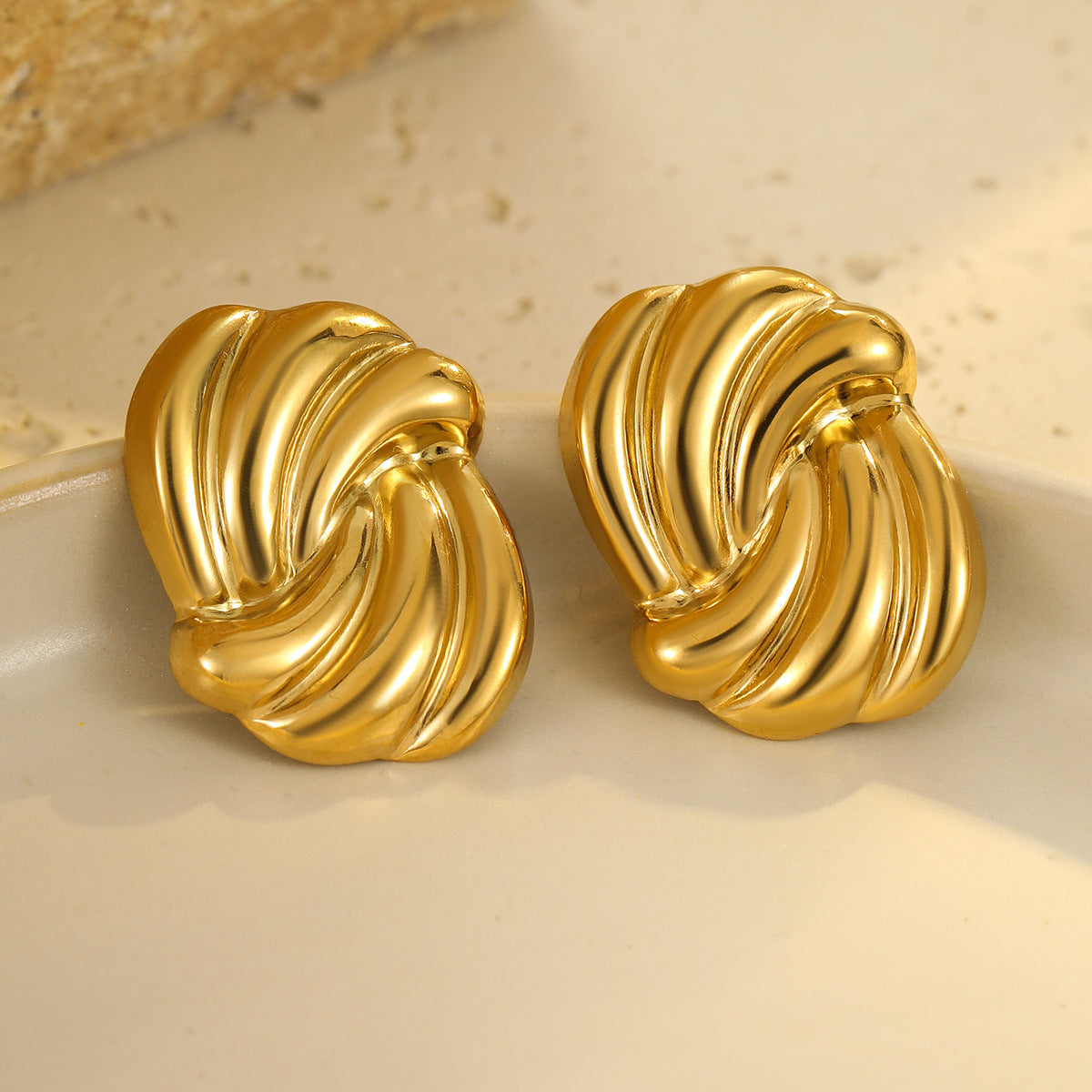 Minimalist Geometric Stainless Steel Earrings with Vacuum Plating for Women