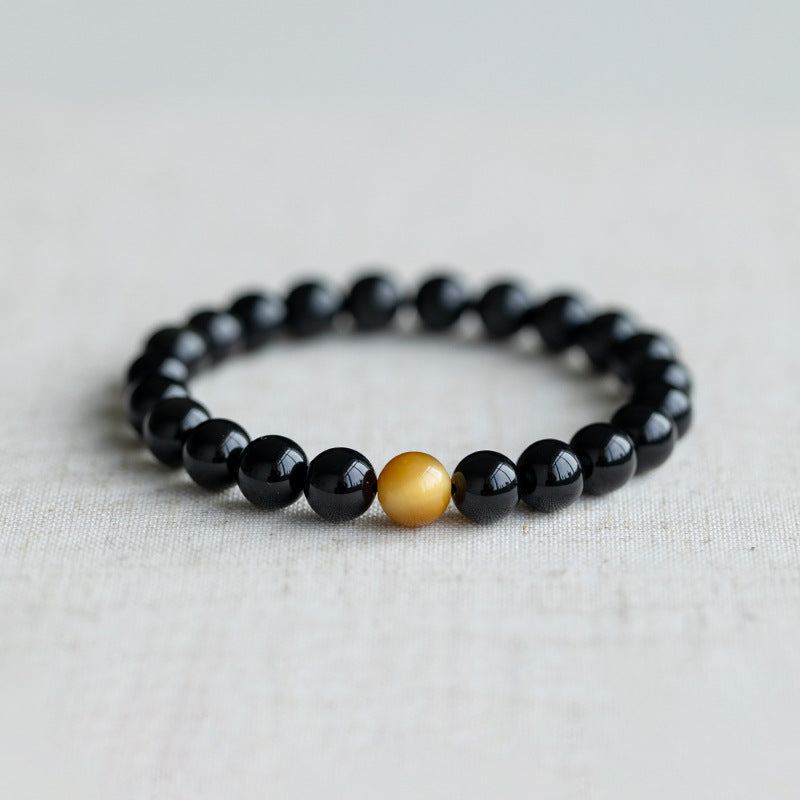 Minimalist Round Natural Tiger Eye Stone Bracelet Unisex Casual Jewelry