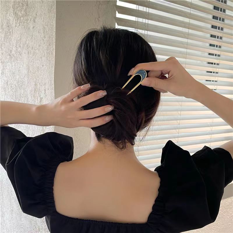 Minimalist Geometric Alloy Plated Hair Fork U-Shaped Hair Pin