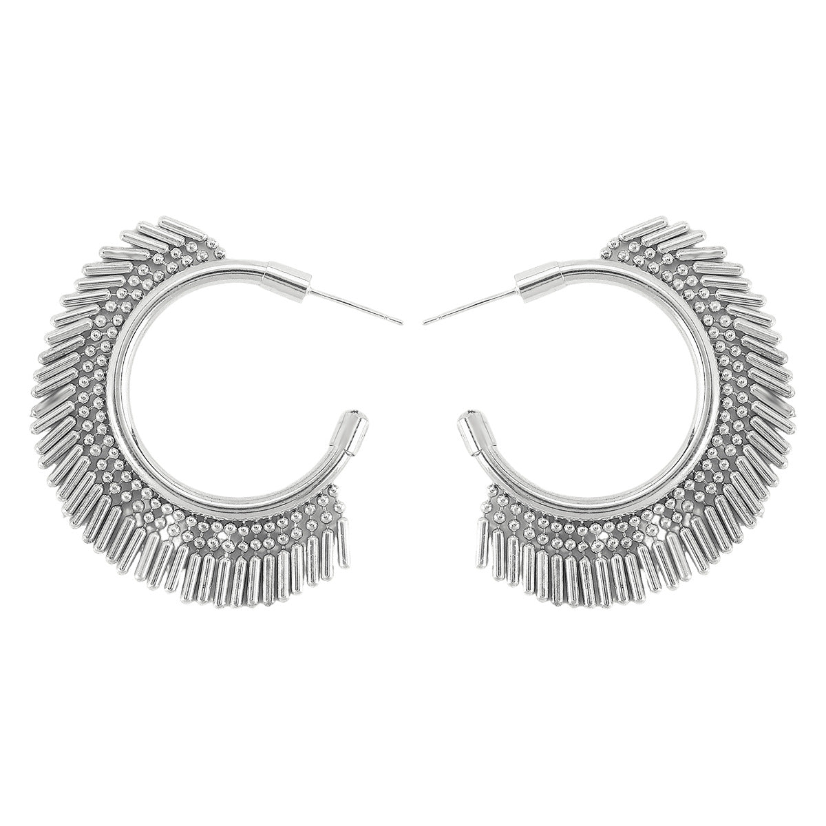 Orecchini da donna con nappe a cerchio in metallo geometrico a forma di C, in stile minimalista e alla moda, con finitura placcata