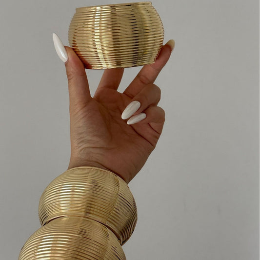 Pulsera de aleación chapada con textura de barra redonda, geométrica, elegante y minimalista de superficie ancha