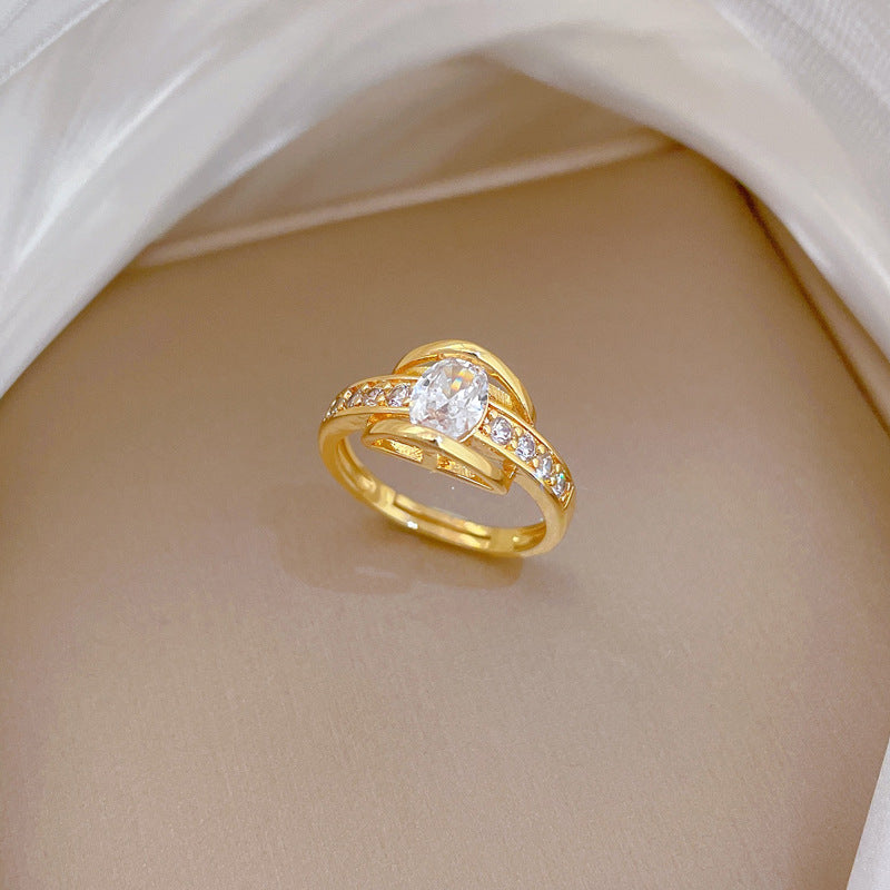 Minimalist Sweet Gold Plated Crown Ring Adjustable Brass Jewelry for Women and Couples