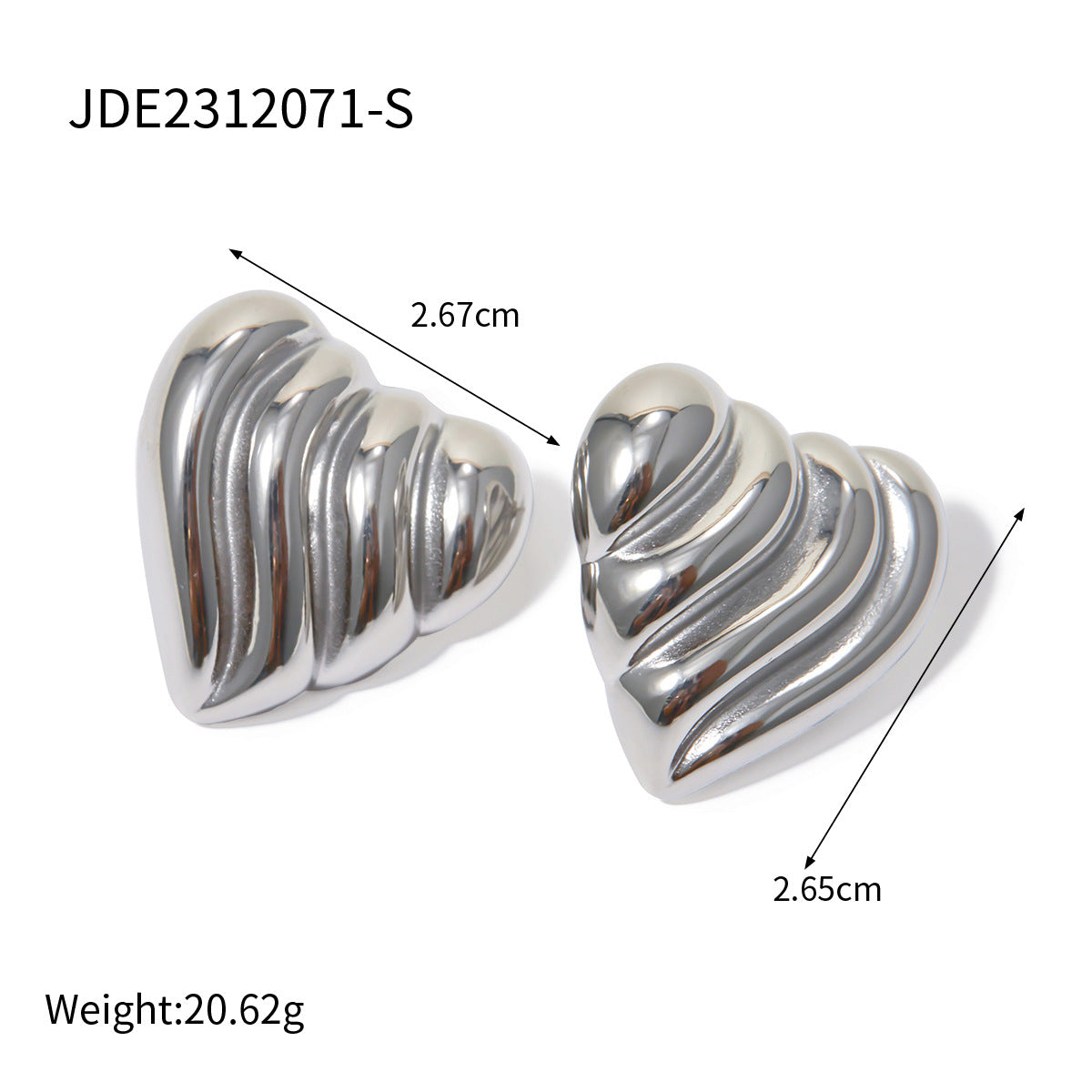 Set di collana e orecchini a cuore da donna in acciaio inossidabile placcato oro 18 carati, stile minimalista
