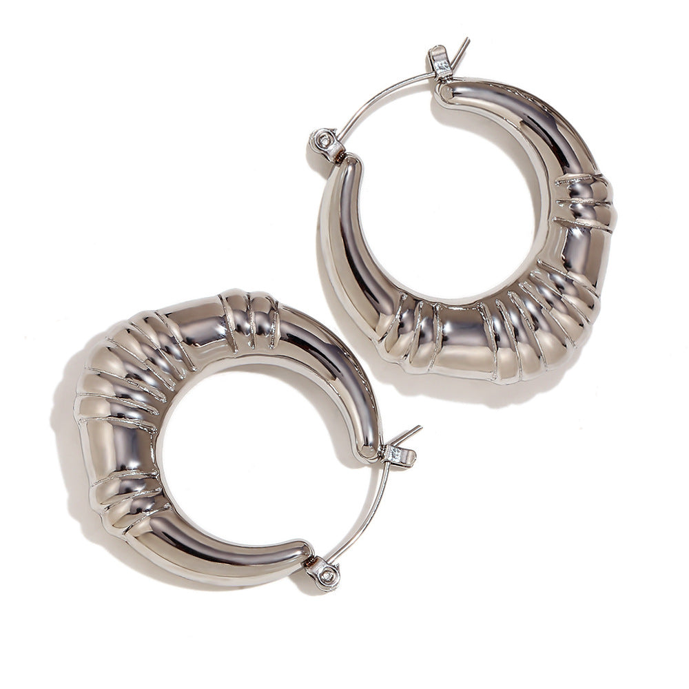 Fashionable Minimalist Geometric Hoop Earrings for Women Stainless Steel with 18K Gold Plating