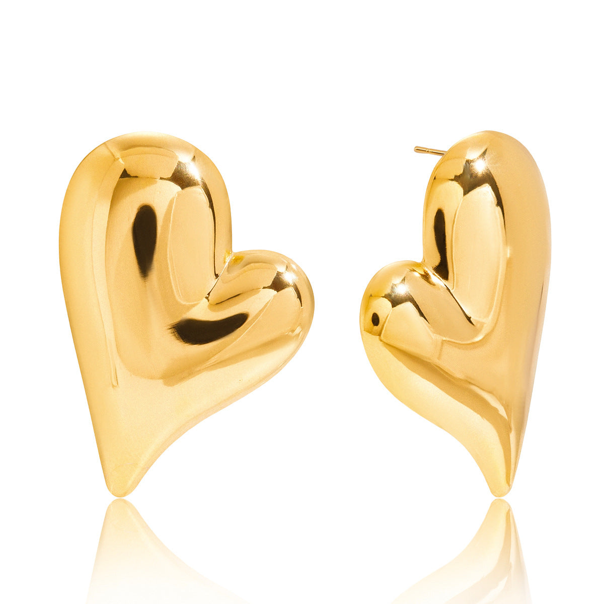 Aretes de Acero Inoxidable en Forma de Corazón Minimalistas con Acabado Chapado para Mujer