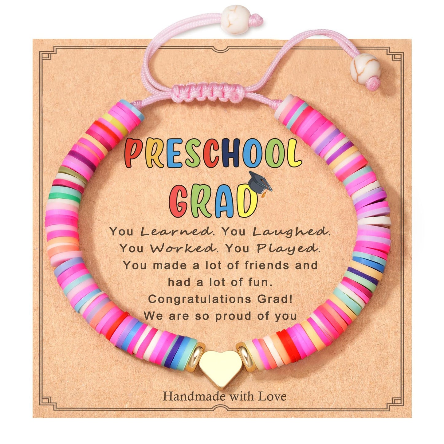 Bohemian Handmade Woven Heart Cross Resin Charm Bar Bracelet