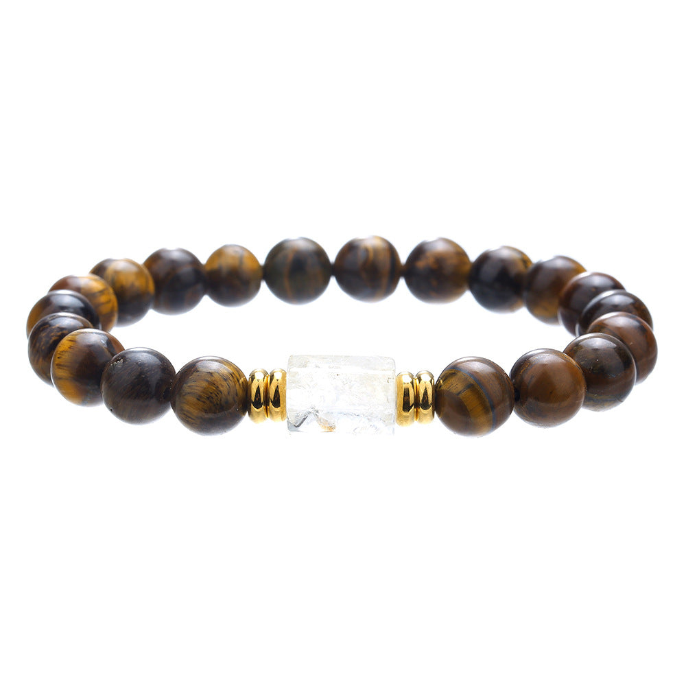 Casual Round Floral Gemstone Beaded Bracelet for Men and Women