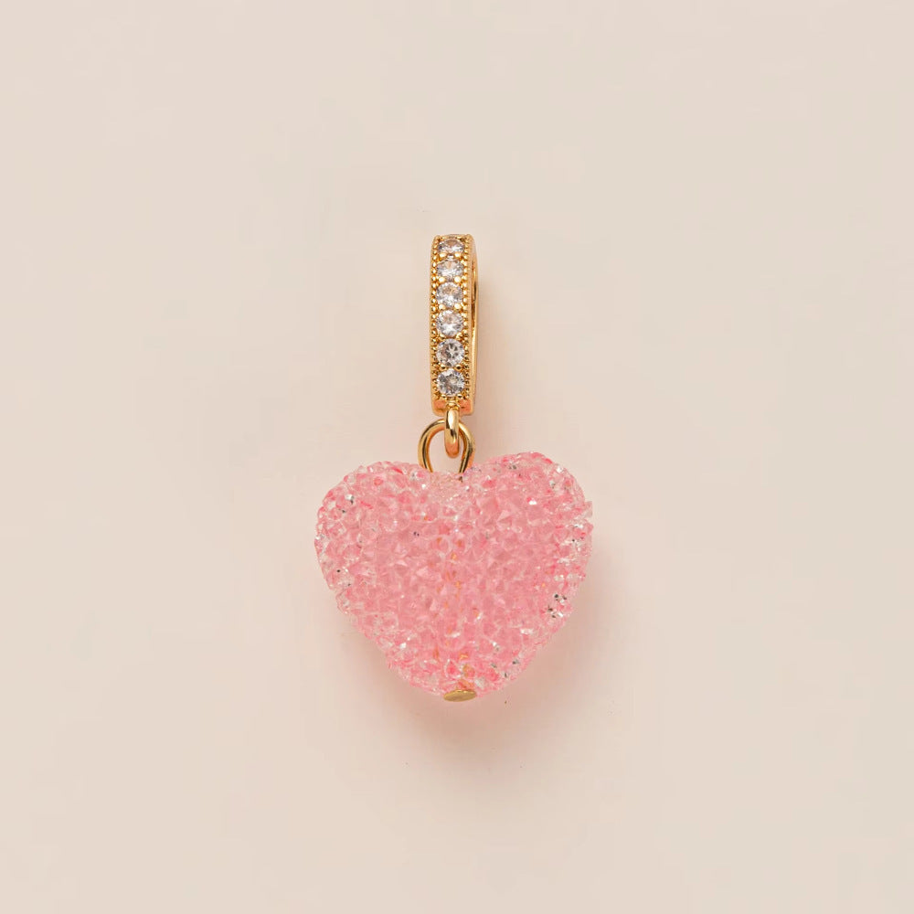 Minimalist Vintage 18K Gold Plated Brass Heart Bow Drip Oil Cubic Zirconia Charm Bar