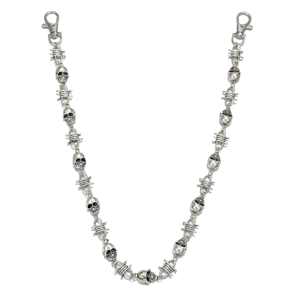 Punk Vintage Hip-hop Zinc Alloy Polished Skull Waist Chain for Men and Women