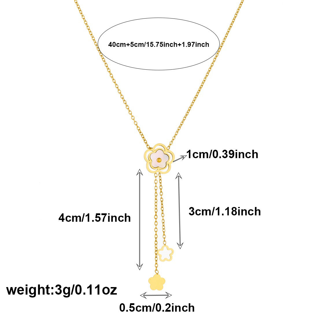 Minimalist Gold Plated Stainless Steel Floral Hollow Tassel Pendant Necklace