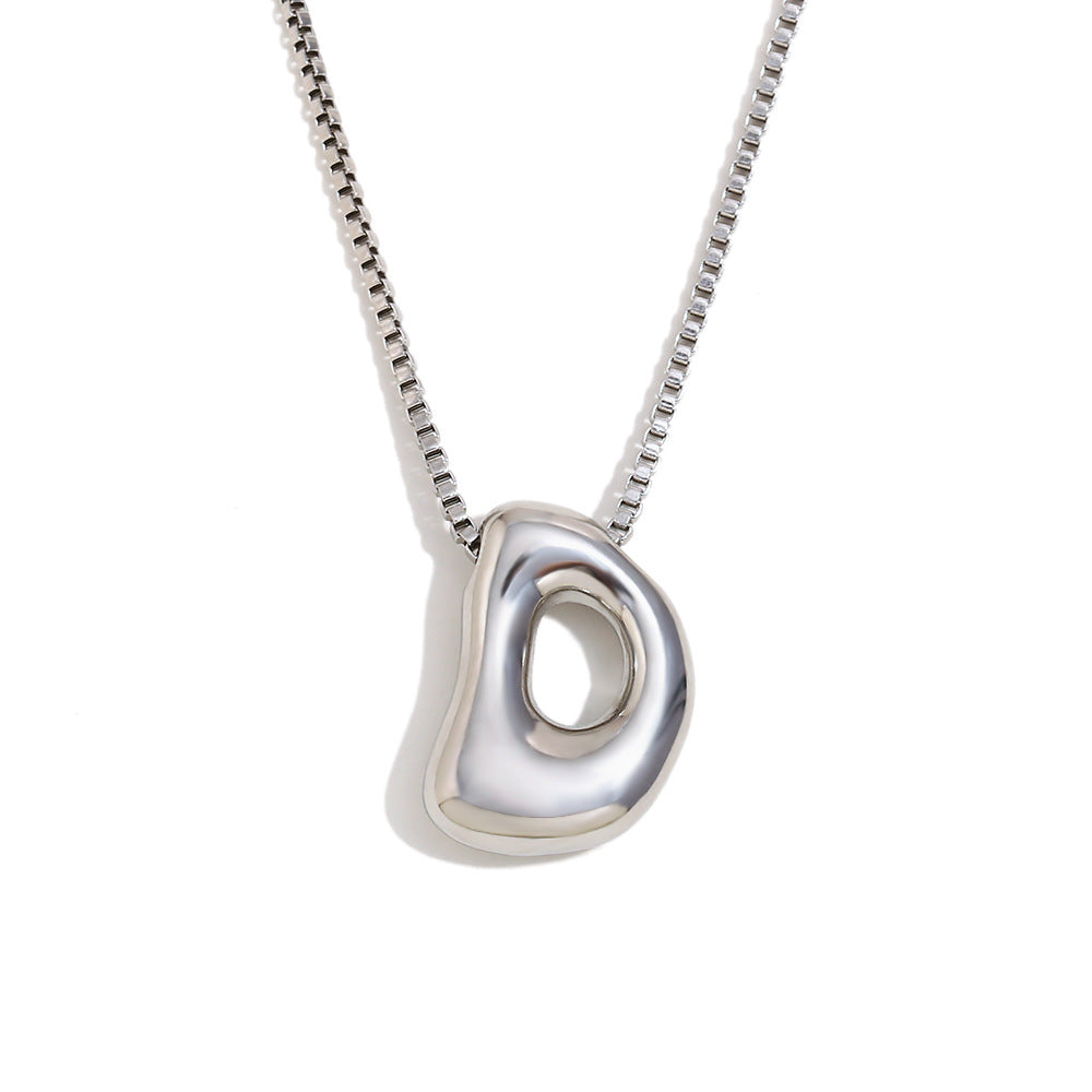 Minimalist Fashion Letter Necklace for Women Stainless Steel Pendant with 18K Gold Plating
