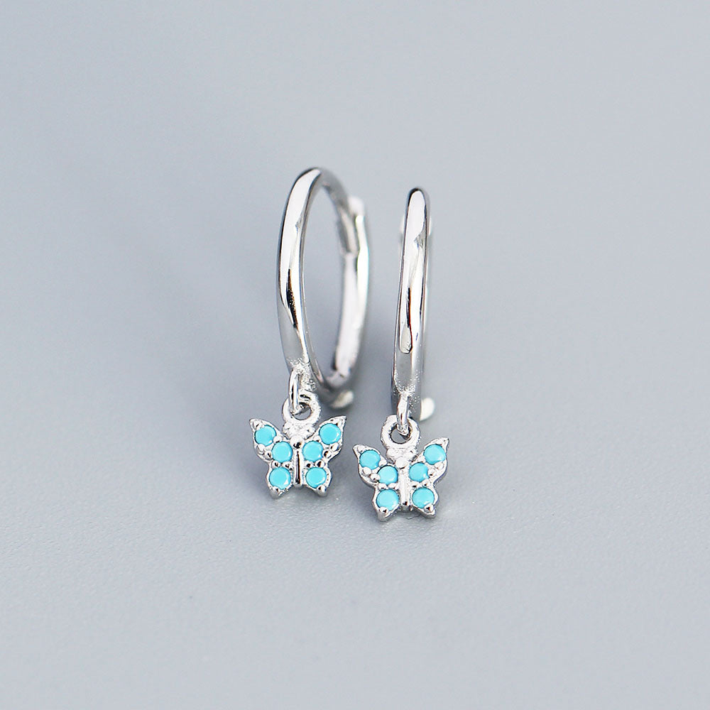 Minimalist Butterfly-Shaped S925 Sterling Silver Stud Earrings with Rhinestone Inlay for Women
