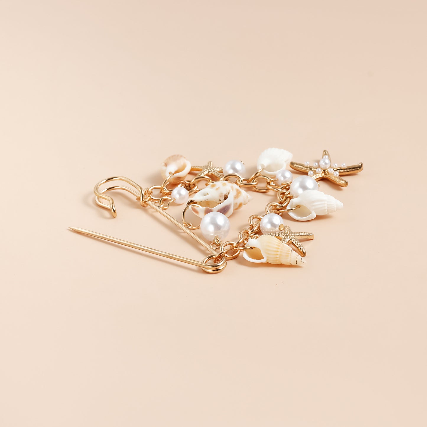 Fashionable OL Style Geometric Alloy Brooch with Rhinestone Inlay and Pearl Accents for Women