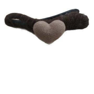 Luxury Acrylic and Fuzzy Yarn Heart-Shaped Hair Clip for Women - Elegant Minimalist Duckbill Clamp for Office Wear and Everyday Styling