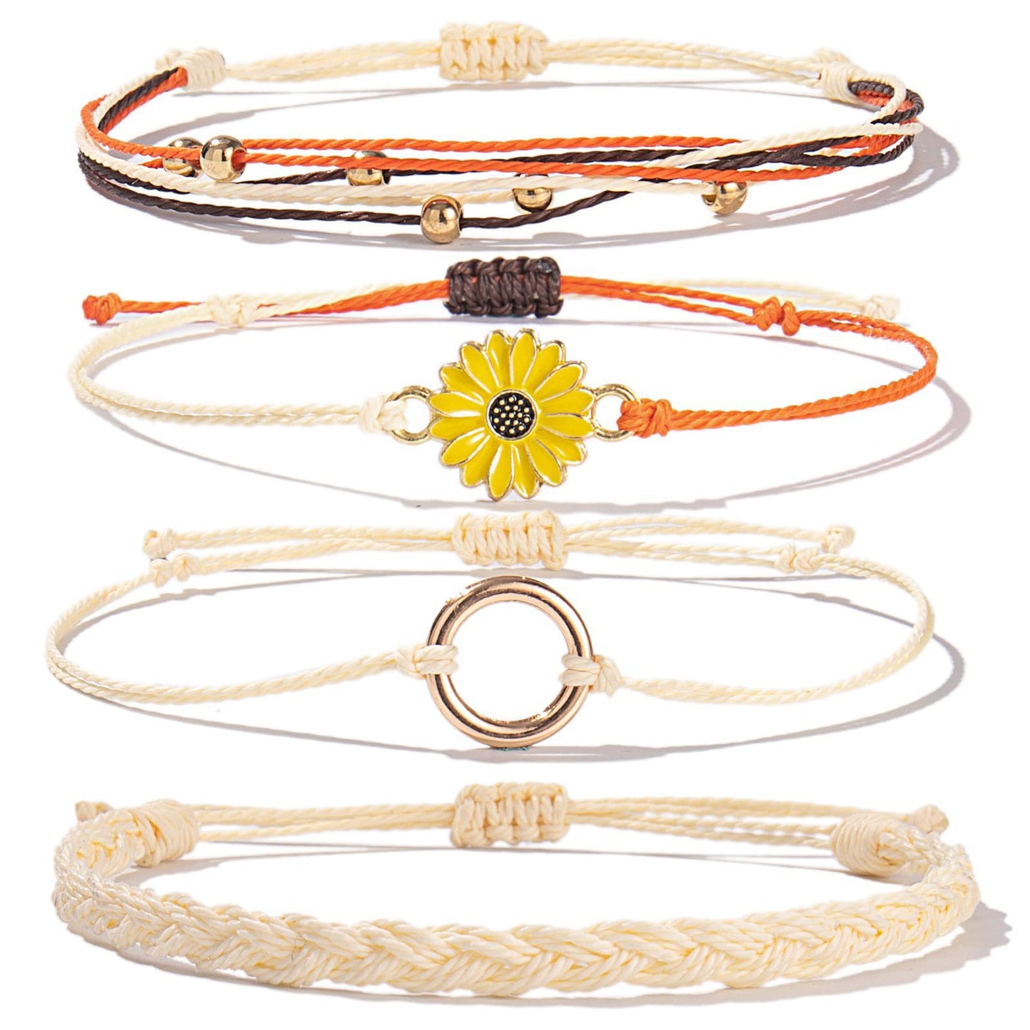 Bohemian Floral Sunflower Handmade Woven Bracelet for Women