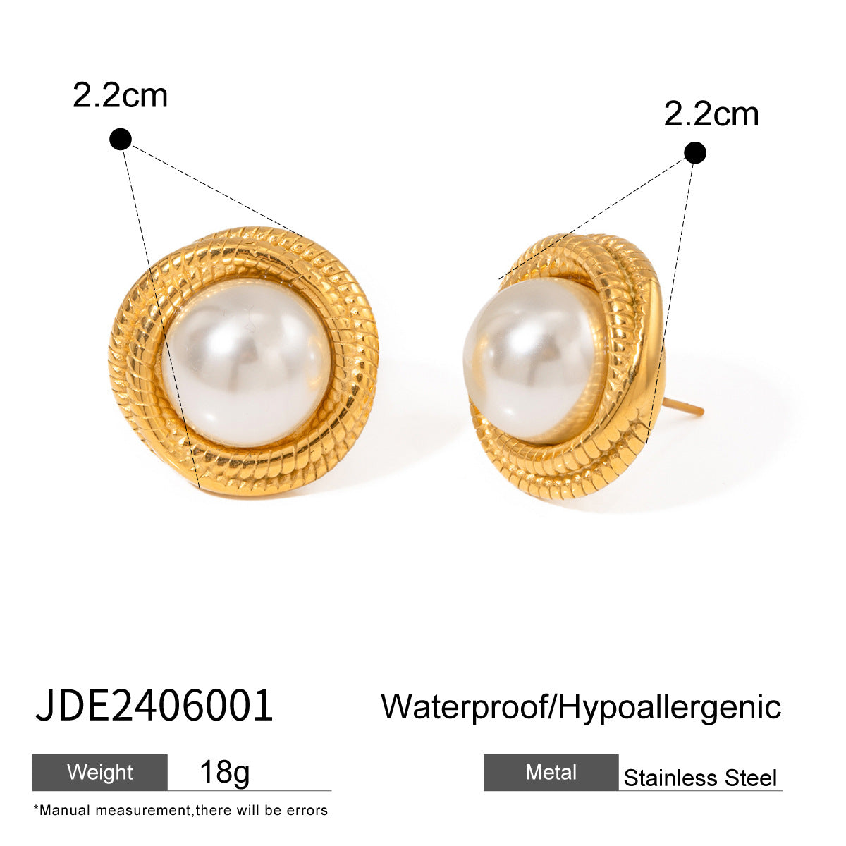 Geometric Stainless Steel Plated Pearl Earrings for Women