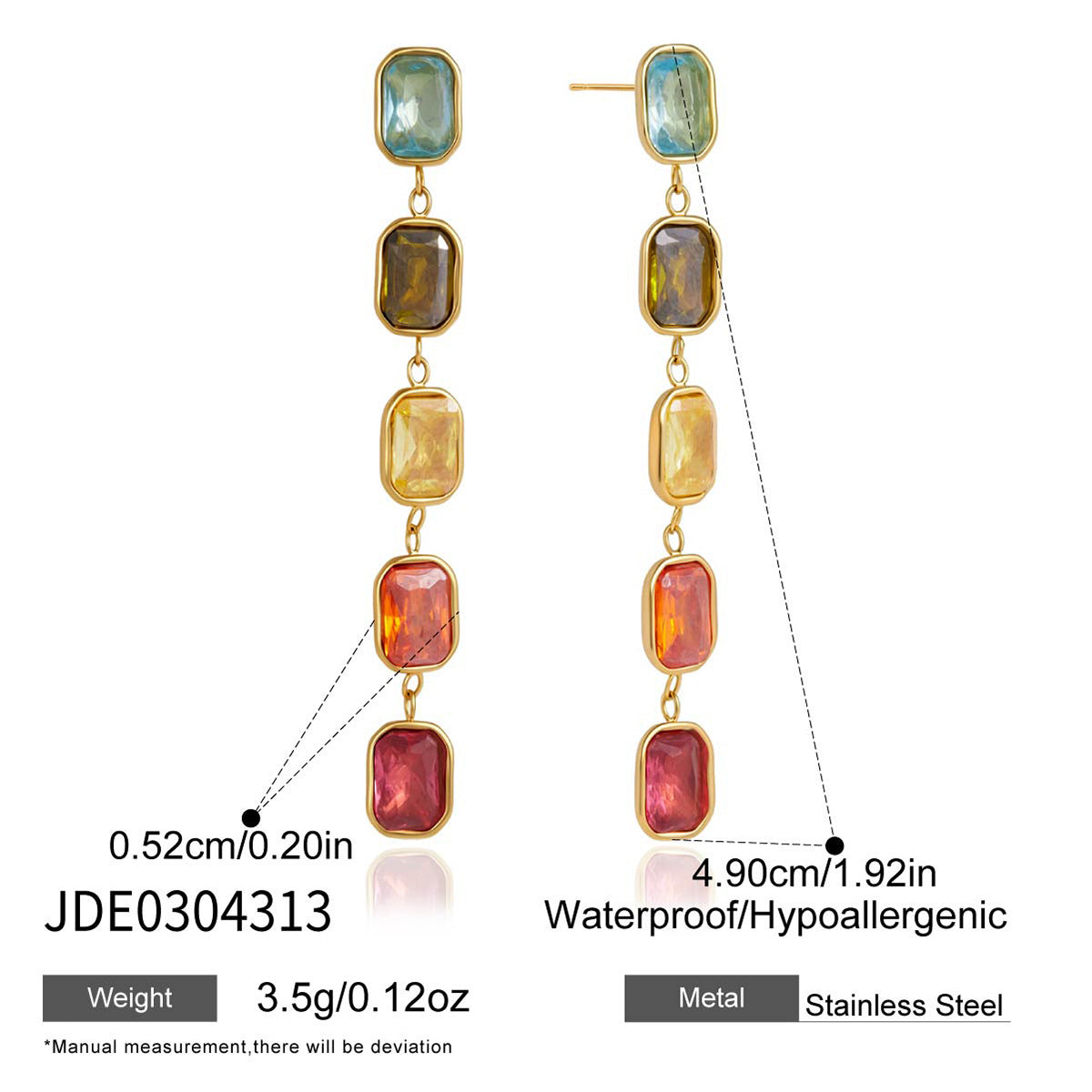 Elegant Geometric Stainless Steel Plated Cubic Zirconia Tassel Earrings for Women