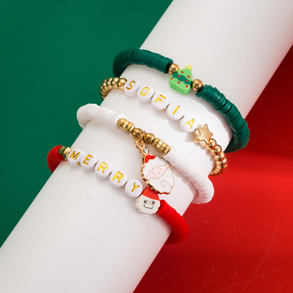 Set di bracciali geometrici a onda in argilla polimerica e lega, fatti a mano, carini, per donne e uomini, regalo di Natale