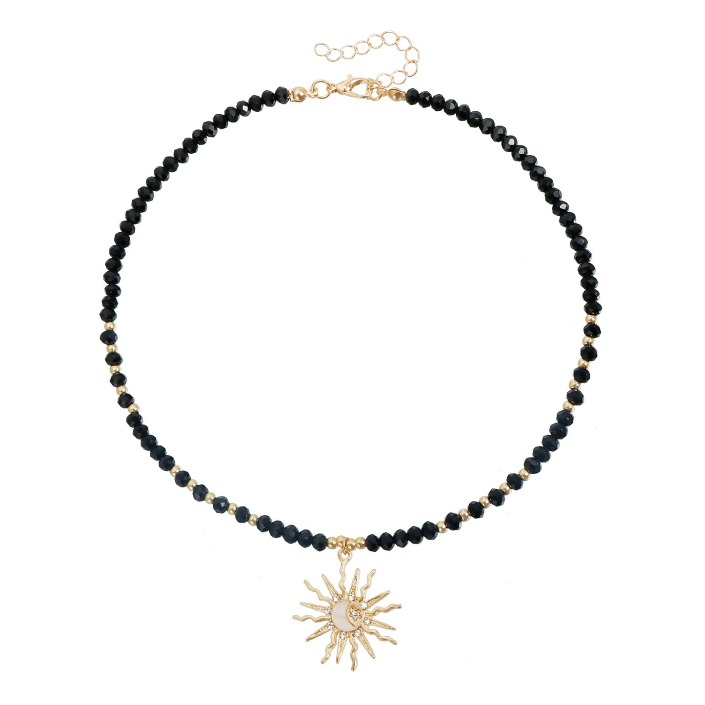 Fashion Geometric Multi-faceted Round Star Moon Alloy Plated Necklace for Women