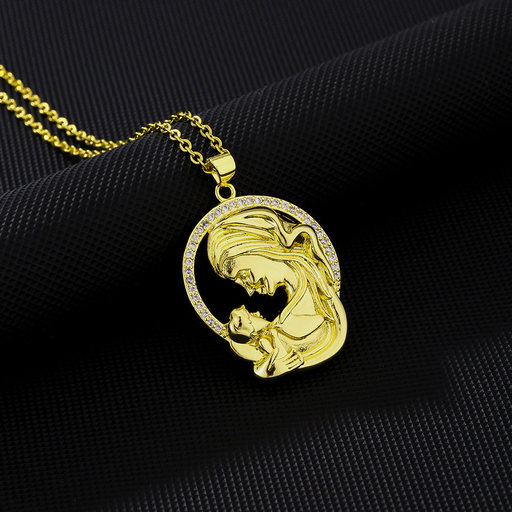Elegante collana in acciaio inossidabile a forma di cuore con intarsio di zirconi per donna, gioiello con pendente e catena a O