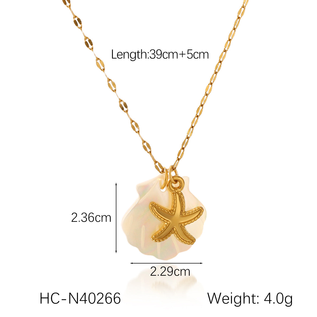 Collana da donna con ciondolo a stella marina, cavalluccio marino e conchiglia in acciaio inossidabile placcato oro 18 carati stile Ins
