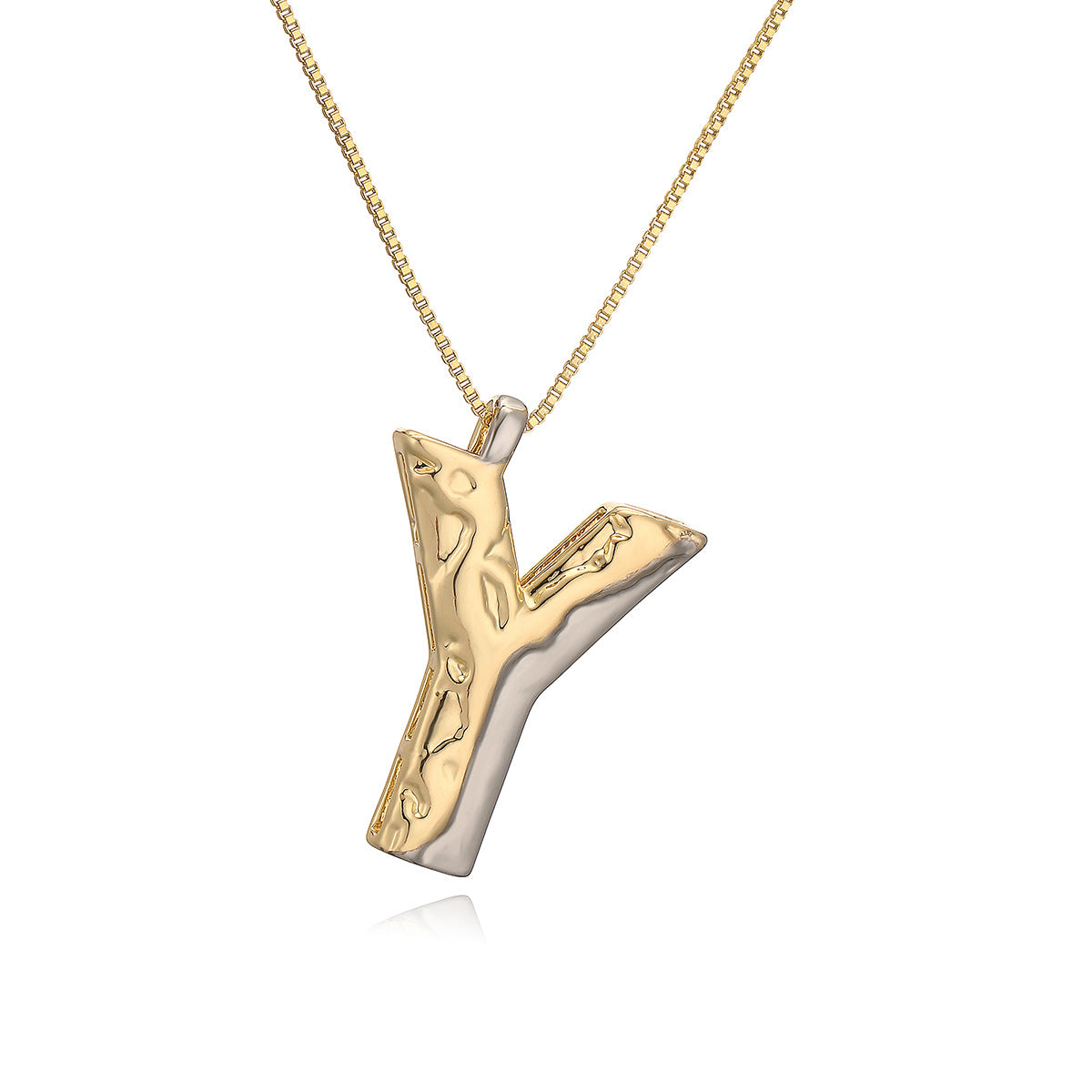 Collana con ciondolo a lettera in rame placcato oro geometrico minimalista da donna