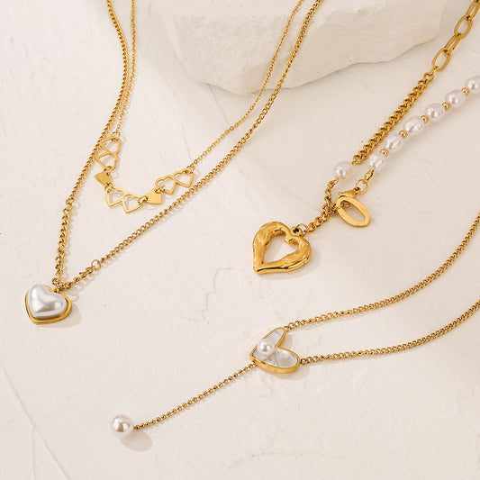 Minimalist Luxe Heart-Shaped Titanium Steel Pendant Necklace for Women with Geometric Design and Versatile Styling