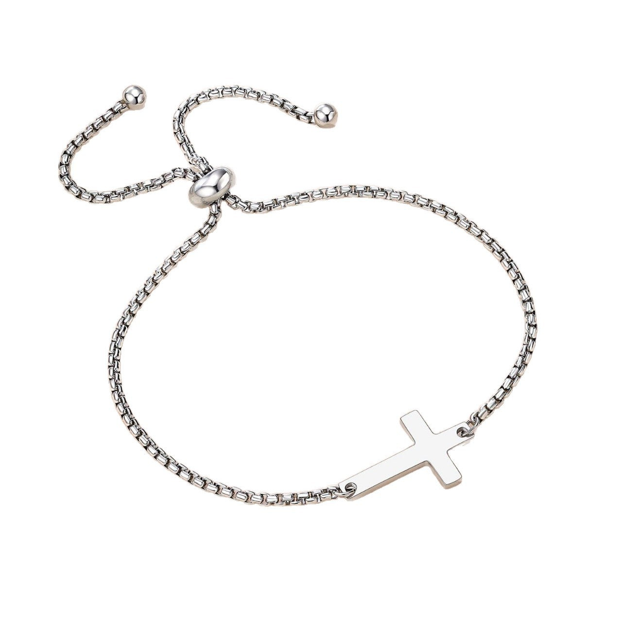 Elegant Stainless Steel Cross Bracelet for Women Adjustable Fashion Jewelry Gift