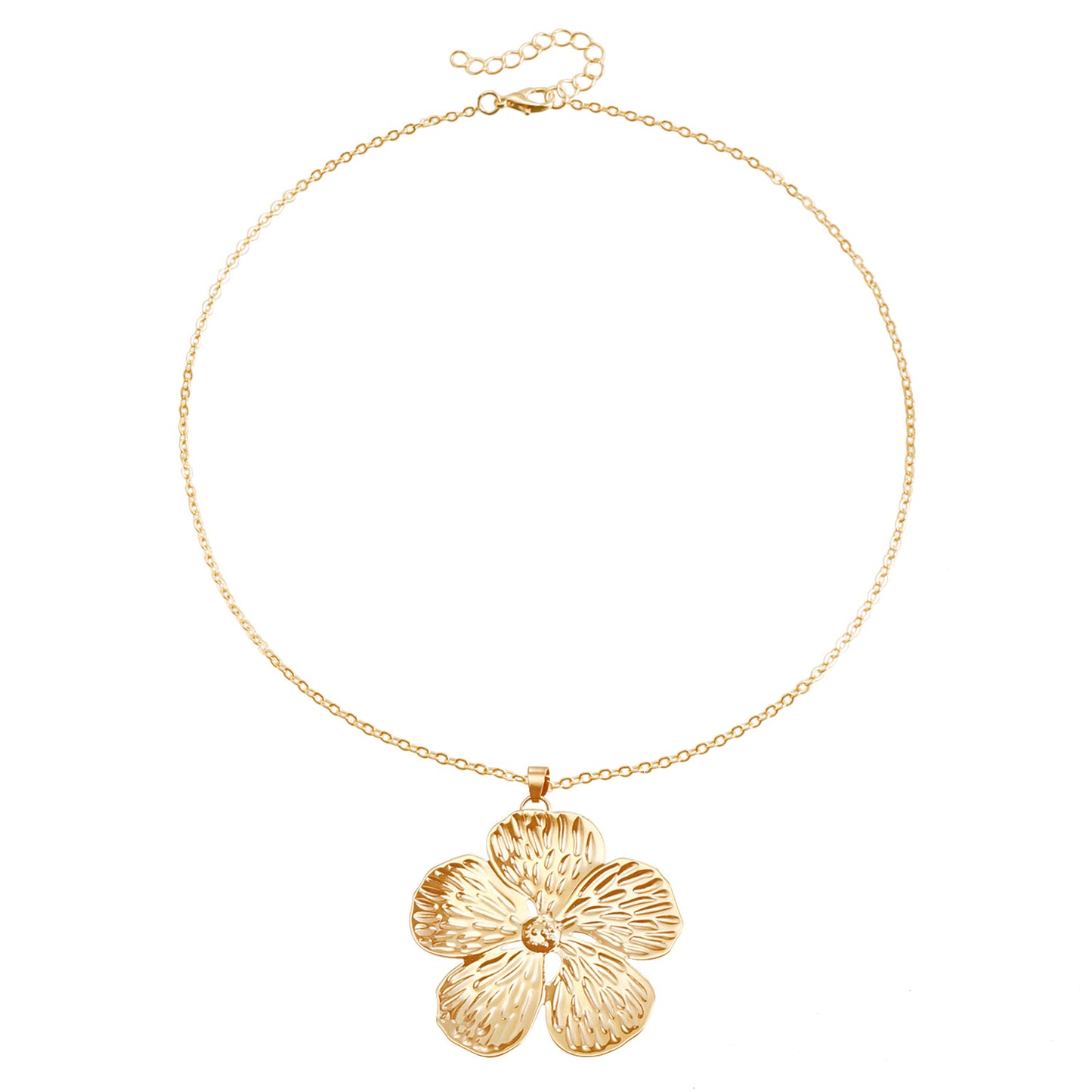 Collar Minimalista de Flor Geométrica para Mujer con Cadena de Metal Bañado y Diseño de Gargantilla Estilo Punk