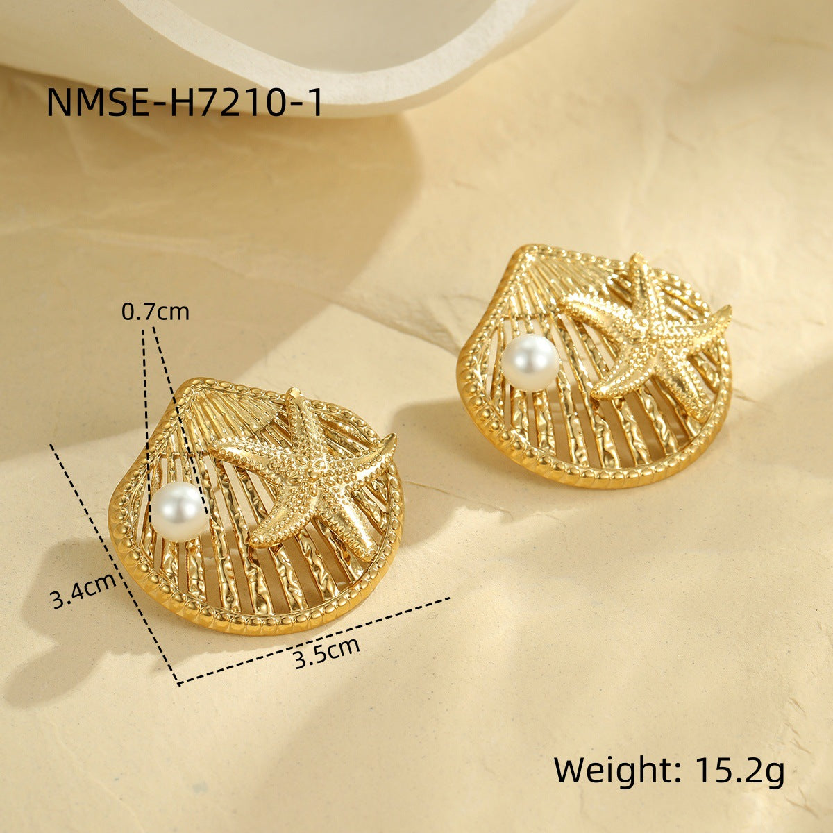 Pendientes minimalistas de acero inoxidable con forma de estrella de mar y acabado chapado para mujer