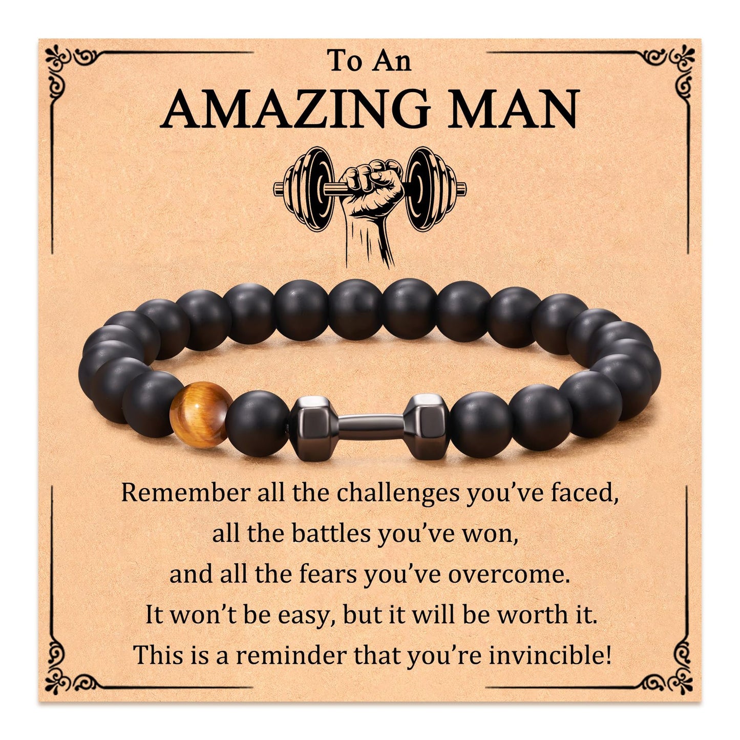 Fashion Matte Plated Alloy Beaded Bracelet Unisex Elastic Yoga Energy Bangle