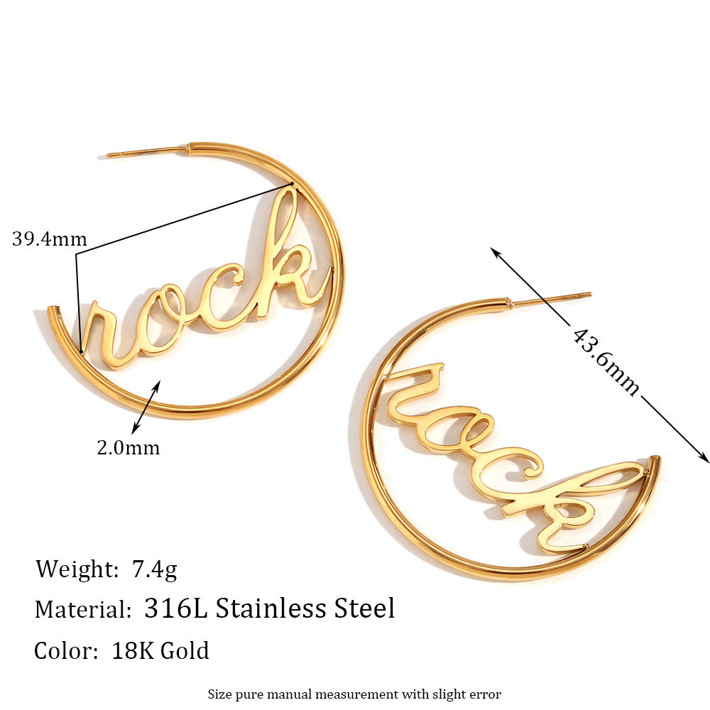 Pendientes de aro redondos minimalistas de acero inoxidable chapados en oro de 18 quilates para mujer