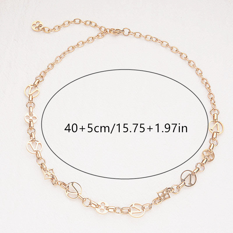 Collana con Pendente a Lettera Minimalista in Acciaio Inox con Ciondolo in Acciaio al Titanio e Finitura Elettroplaccata per l'Uso Quotidiano