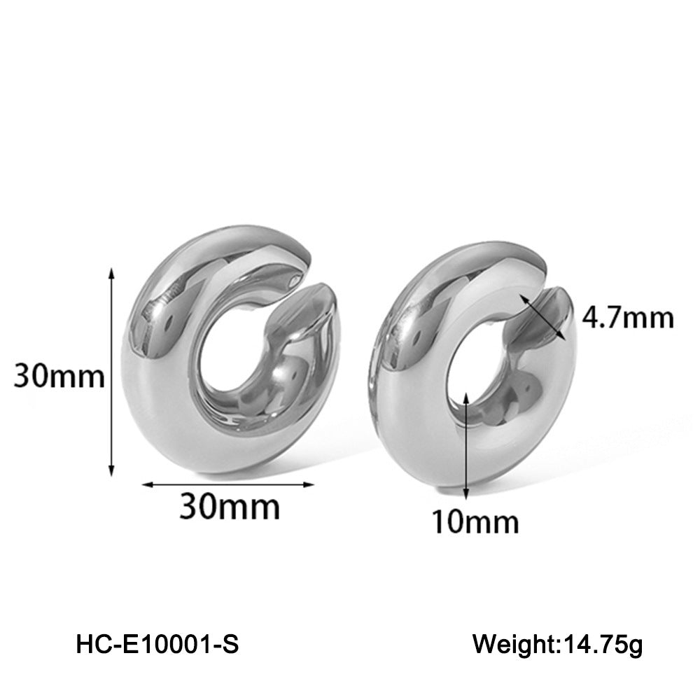 Minimalist Geometric C-Shaped Ear Clips in Stainless Steel with 18K Gold Plating Hypoallergenic Titanium Steel Earrings