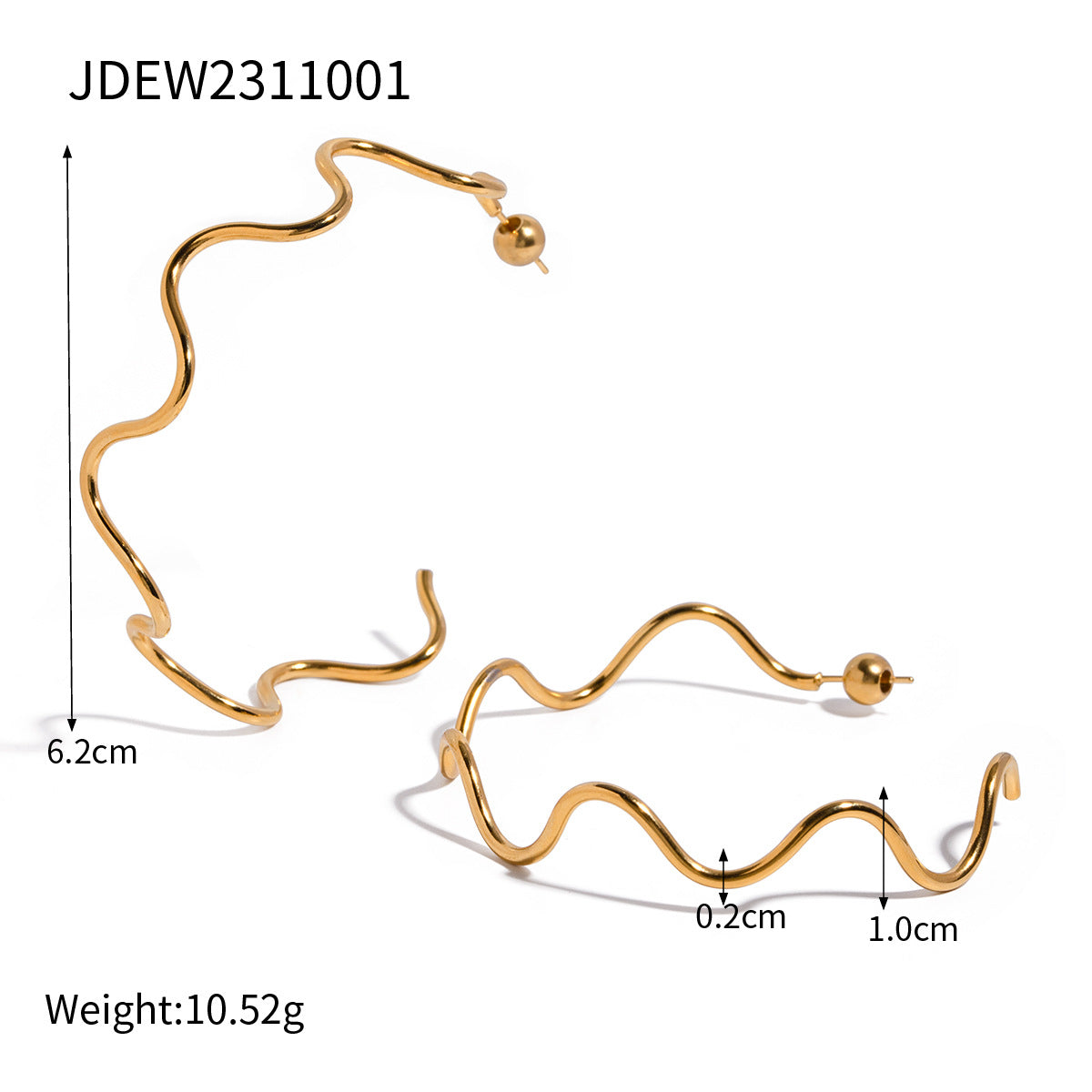 Minimalist 18K Gold Plated Stainless Steel Wave Pulley Chain Necklace for Women